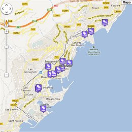 Mapa de hoteles en Mónaco